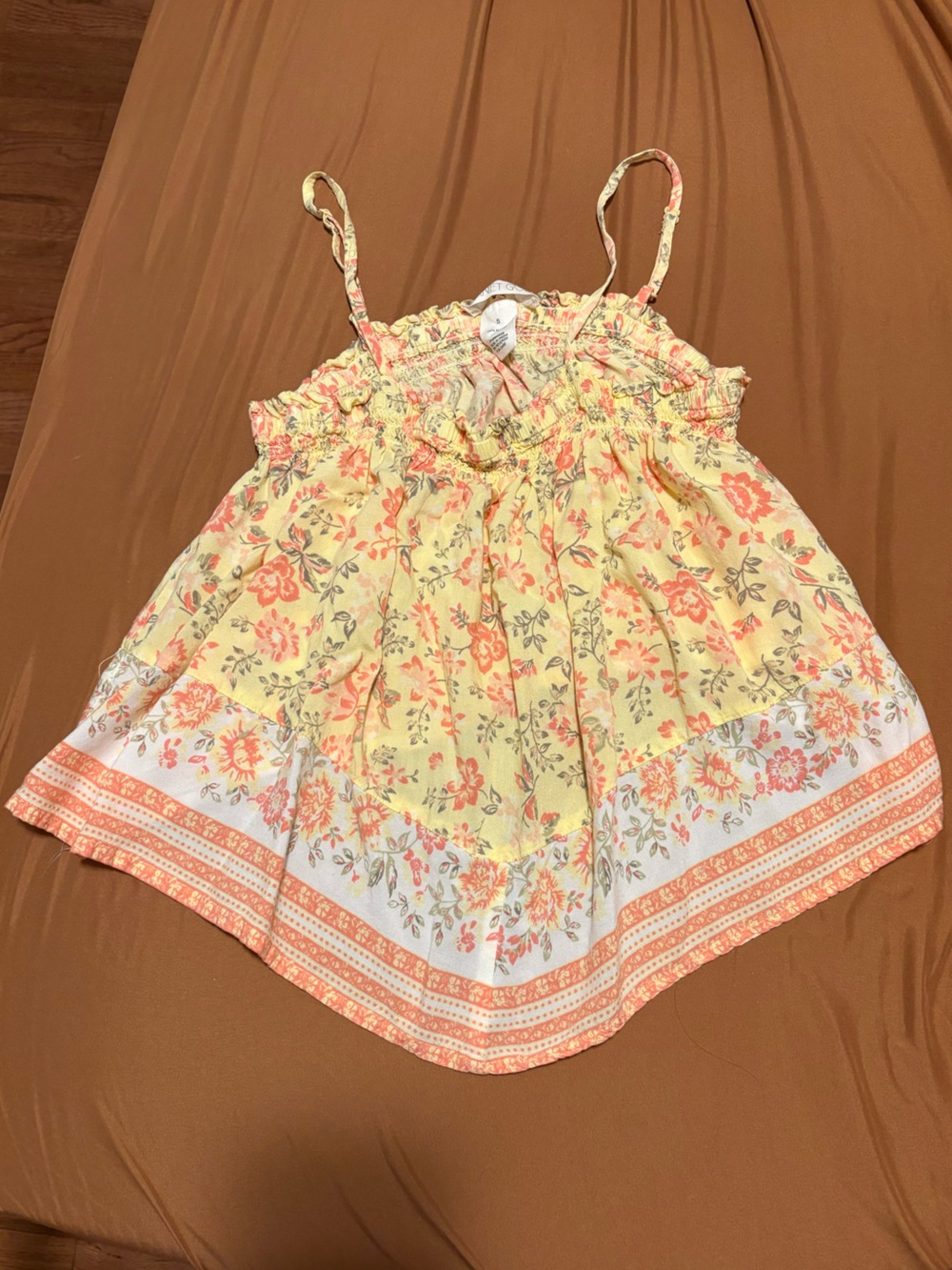 Yellow and orange floral tank top